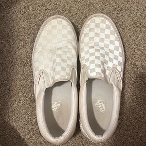 Vans Slip-On Checkerboard Sneakers - Cream/White